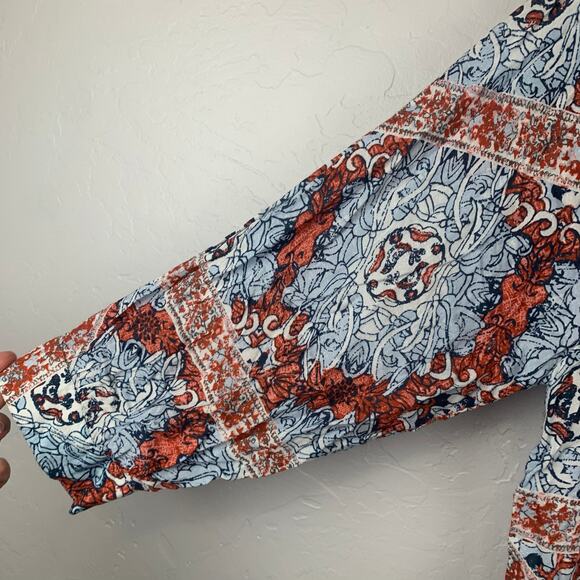 Anthro See Worn Kept Embroidered Blouse Womens Medium Blue Peasant Minuet Tops - Picture 6 of 11